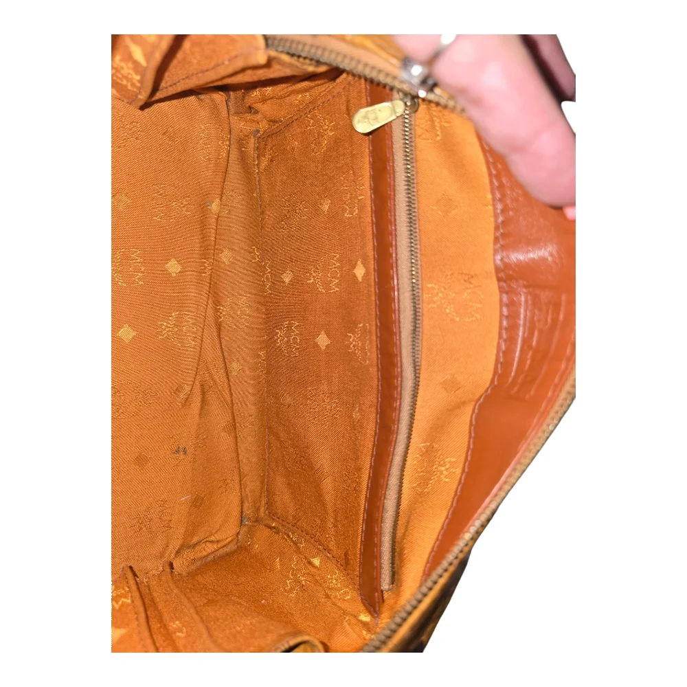 MCM Vintage Monogram Logo Visetos Boston Bag Tan Leather PVC Handbag, WI… - Picture 15 of 17